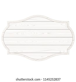 White wooden signboard. Vector vood texture. Old sign isolated. 