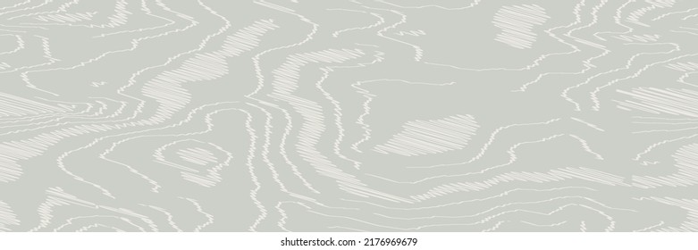 White Wooden Surface With Fibre And Grain. Natural Lines Wood, Hand Draw Hatching Texture, Seamless Tree Striped Background. Vector Illustration