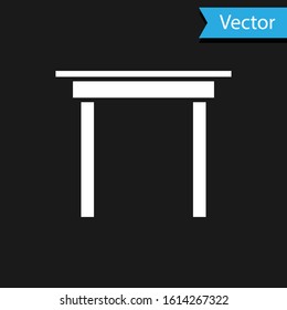 White Wooden table icon isolated on black background.  Vector Illustration