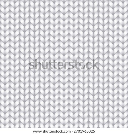 White wool knit texture seamless pattern. Wool fabric, knitted realistic texture. Cozy wool sweater backdrop. Realistic seamless pattern of knitted texture in white tones. Ideal for winter designs.