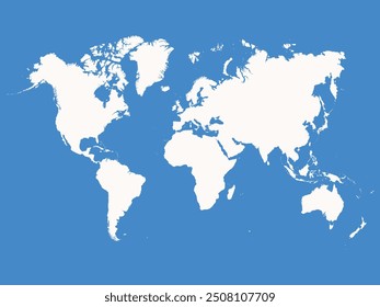 white world map with blue background