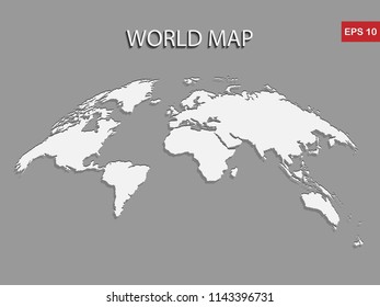 White world map isolated on gray background , Semicircle of earth , Vector Illustration