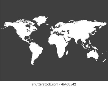 white world map isolated on gray background, abstract art illustration
