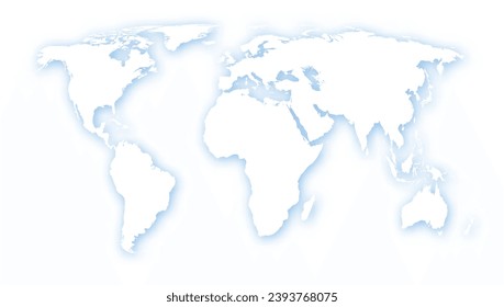 White World map with light blue shadow. Made for world news and articles. Vector illustration.