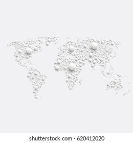 White world map made by balls, vector illustration