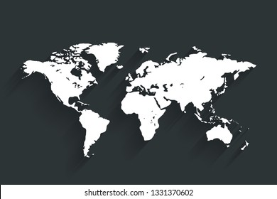 White world map on dark color background, vector, illustration, eps 10 file