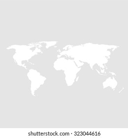 White world map on gray background
