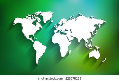 White World Map on Multicolor Background with Shadows - EPS10 Vector 