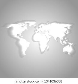white world map with shadow