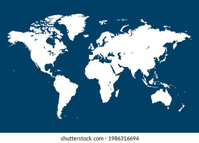 white worldmap vector on blue background