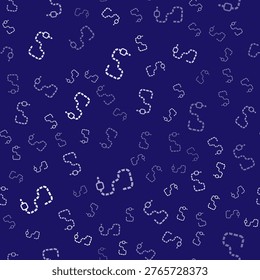 White Worm icon isolated seamless pattern on blue background. Fishing tackle.  Vector