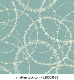 White wreath circular vector seamless pattern.