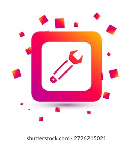 White Wrench spanner icon isolated on white background. Spanner repair tool. Service tool symbol. Square color button. Vector