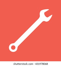 White wrench tool vector icon