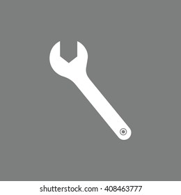 White wrench tool vector illustration. Gray background