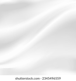 White wrinkled fabric. Light drape background. Picturesque folds. Vector design art.