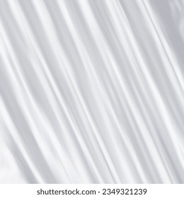 White wrinkled fabric. Light drape background. Picturesque folds. Vector design art.