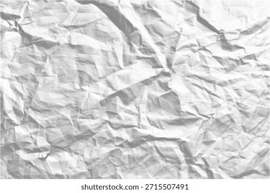 Textura de papel enrugado branco. Tela de fundo pixelizada de meio-tom vetorial. faixa horizontal. Modelo de colagem amassada