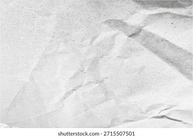 Textura de papel enrugado branco. Fundo de meio-tom do vetor. faixa horizontal. Modelo de colagem amassada