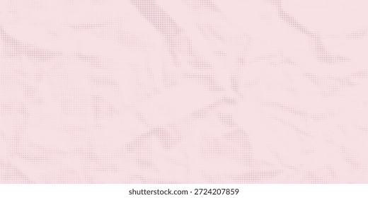 White wrinkled paper texture. Vector halftone pixelated manga background. Light beige neutral color dots bg. Grungy urban backdrop. Wide horizontal duotone banner. Crumpled punk collage template	
