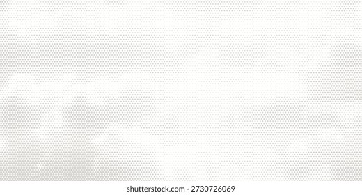 Weiße, zerknitterte Papierstruktur. Vektor-Halbton pixelierten Manga Hintergrund. Hellbeige neutrale Farbpunkte bg. Grungige städtische Kulisse. Breites, horizontales Duotone-Banner. Krümelige Punkcollage-Vorlage