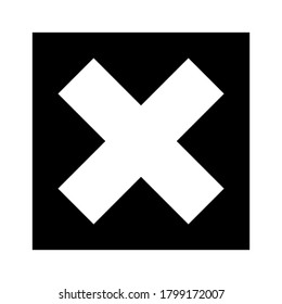 white x cross sign on black square isolated on white background. vector illustration