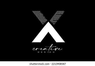 White X Letter Logo Design with Creative letter x made of Black text font Texture Vector. Graphic Icon X Letter Logo illustration.