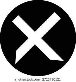 weißes X-Symbol innerhalb des schwarzen Kreises