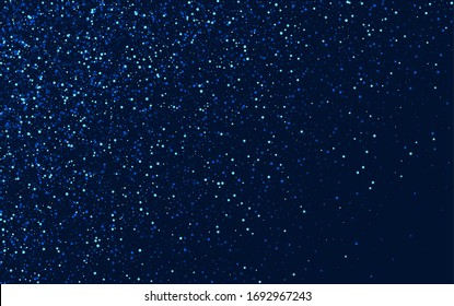 White Xmas Digital Space Border. Dark Falling Glow Pattern. Rain Vector Texture. Blue Effect Glitter Design.