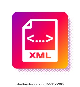 White XML file document. Download xml button icon isolated on white background. XML file symbol. Square color button. Vector Illustration