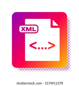 White XML file document. Download xml button icon isolated on white background. XML file symbol. Square color button. Vector Illustration