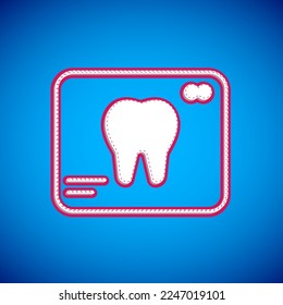White X-ray of tooth icon isolated on blue background. Dental x-ray. Radiology image.  Vector