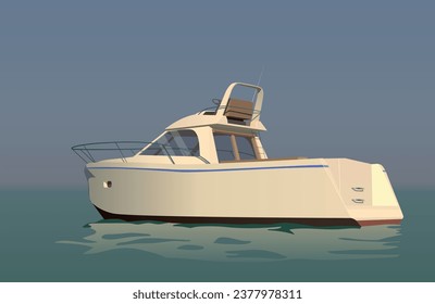 
A white yacht is anchored. Vector.