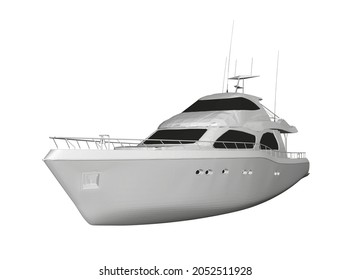 White yacht model isolated on white background. Side view. 3D. Vector illustration