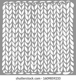 white yarn-knitted square, front surface. Vector illustration by hand.