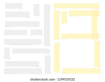 White and yellow adhesive, sticky, masking, duct tape for text on white background