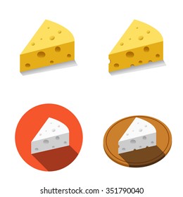 White and Yellow cheese in flat style, vector
