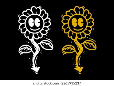 White and yellow color of a sun flower tattoo design