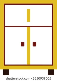 White and yellow Cupboard Vector Icon isolated on a white background