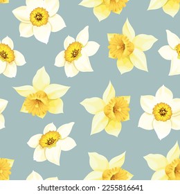 Patrón sin fisuras del vector de los daffodios blancos y amarillos