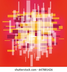 White, yellow, dark red rectangles, in red space