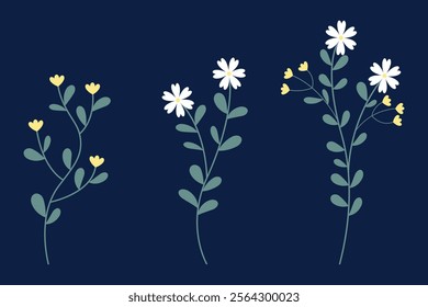 White And Yellow Flowers With Green Leaves