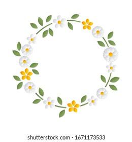 white and yellow flowers, vector frame