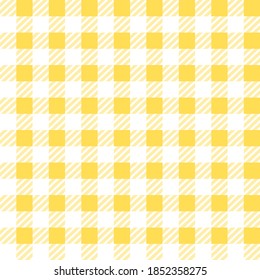 White Yellow Gingham Lumberjack Buffalo tartan Checkered plaid seamless pattern. Texture for fabric, tablecloths, clothes, shirts, dresses, paper, bedding, blankets, quilts ,textile.Geometric design.
