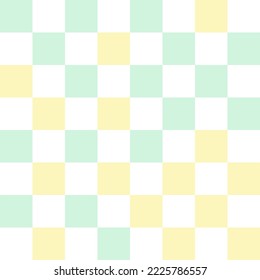 Fondo de patrón de tablero de ajedrez blanco, amarillo y verde. Ilustración vectorial.
