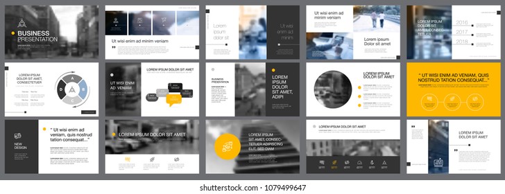 White, yellow and grey infographic elements for presentation slide templates. Business and marketing concept can be used for corporate report, advertising, workflow layout and banner design