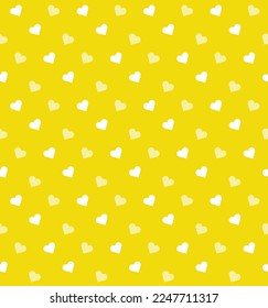 Forma cardíaca blanca y amarilla sobre fondo amarillo. Feliz Día de San Valentín. Fondo de patrón cardíaco.