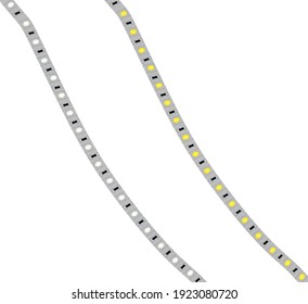 White and yellow light led tape. vector