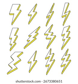 White and Yellow Lightning Bolt Vector Illustration