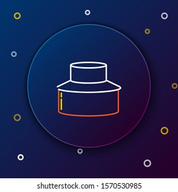 White and yellow line Beekeeper with protect hat icon isolated on dark blue background. Special protective uniform. Colorful outline concept. Vector Illustration